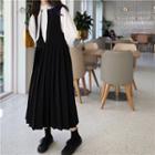Midi Pleated Pinafore Dress Black - One Size