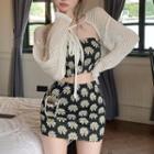 Floral Bandeau Top / Mini Pencil Skirt / Plain Cardigan