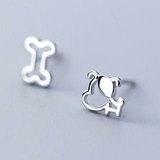 925 Sterling Silver Non-matching Dog Ear Stud As Shown In Figure - One Size