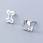 925 Sterling Silver Non-matching Dog Ear Stud As Shown In Figure - One Size