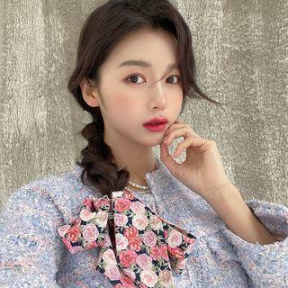 Floral Print Fabric Hair Tie Pink - One Size