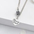 925 Sterling Silver Heart & Crown Pendant Necklace As Shown In Figure - One Size
