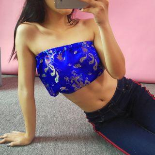 Strapless Patterned Cropped Top