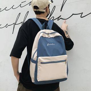 Color Block Lettering Nylon Backpack