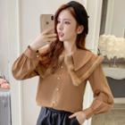 Long-sleeve Faux Fur Trim Shirt