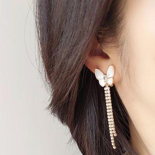 Butterfly Fringed Clip-on Earring 1 Pair - Gold - One Size