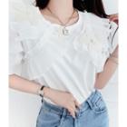 Pearly-corsage Frilly T-shirt