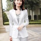 Set: Plain Blazer + Dress Pants + Spaghetti Strap Fringed Top