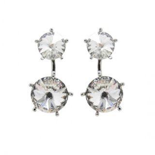 Twin Crystal Earrings White - One Size
