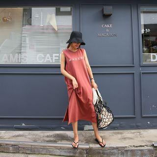 Sleeveless Printed Long T-shirt Dress