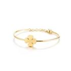 Simple And Fashion Plated Gold Four-leafed Clover 316l Stainless Steel Bangle Golden - One Size
