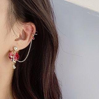 Flower Bead Chained Cuff Earring