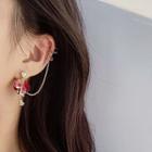 Flower Bead Chained Cuff Earring