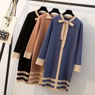Tie-neck Faux Pearl Knit Dress