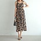 Tie-shoulder Floral Long Dress With Sash