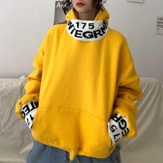 Turtleneck Knit Letter Hoodie