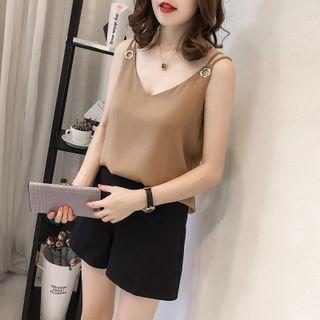 Metal Accent Double-strap Camisole Top