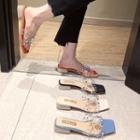 Embellished Studded Block Heel Slide Sandals