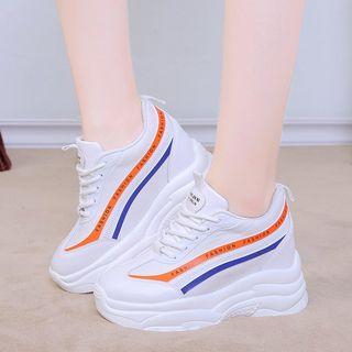 Contrast Trim Lace-up Platform Sneakers