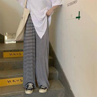 Striped High-waist Straight-leg Pants As Shown In Figure - One Size