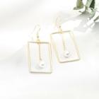 Faux Pearl Alloy Rectangle Dangle Earring 1 Pair - Gold - One Size