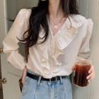 Ruffle V-neck Shirt
