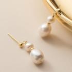 Faux Pearl Sterling Silver Dangle Earring 1 Pair - S925 Silver - Earring - Gold - One Size