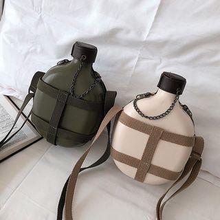 Faux Leather Flask Shape Crossbody Bag