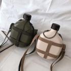 Faux Leather Flask Shape Crossbody Bag