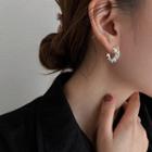 Twisted 925 Sterling Silver Open Hoop Earring 1 Pair - Silver - One Size