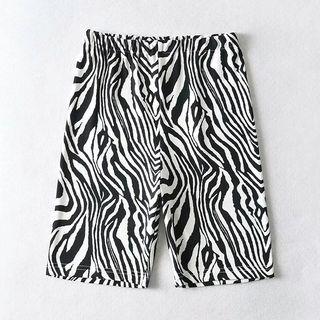 High Waist Zebra Print Longline Biker Shorts