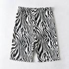 High Waist Zebra Print Longline Biker Shorts