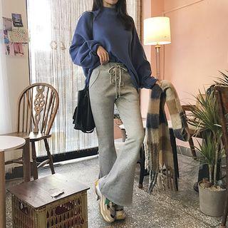 Lace-up Slit Bell-bottom Sweatpants