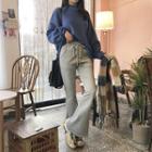 Lace-up Slit Bell-bottom Sweatpants