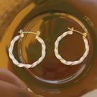 Alloy Hoop Earring 1 Pair - Gold & White - One Size