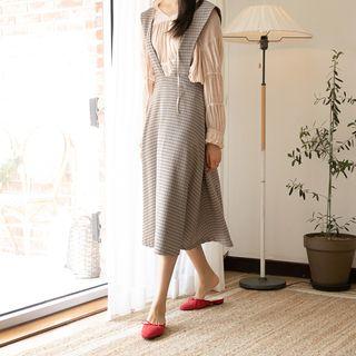 Detachable Suspenders Plaid A-line Skirt