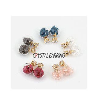 Rhinestone Glass-ball Stud Earrings