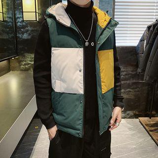 Hood Color Block Padded Vest