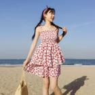 Printed Open Back Spaghetti Strap Dress As Shown In Figure - One Size