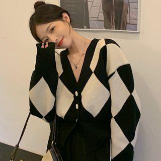 Diamond Print Knit Cardigan
