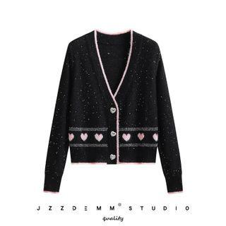 Heart Cardigan Black - One Size