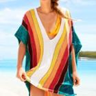 Striped Beach Coverup Striped - Blue & Red & Yellow - One Size