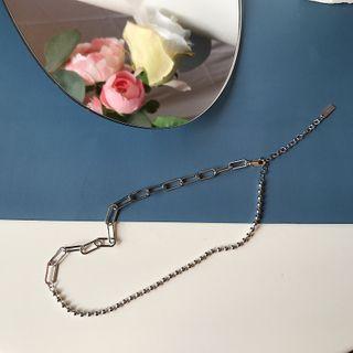Asymmetric 925 Sterling Silver Necklace L267 - Silver - One Size