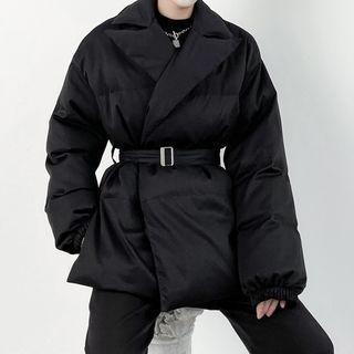 Lapel Belted Padding Jacket