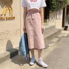 Zip-fly A-line Midi Skirt
