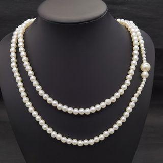 Faux Pearl Layered Necklace 1 Pc - Q51 - White - One Size