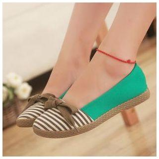 Bow-accent Striped Flats Pink-39