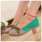 Bow-accent Striped Flats Pink-39