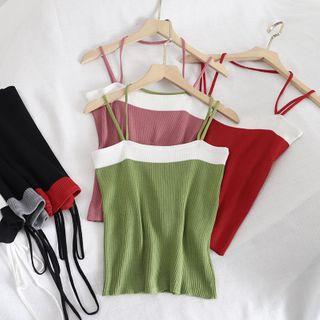 Strappy Color Panel Knit Top