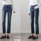 Washed Stretch Straight-cut Jeans